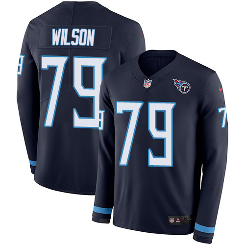 Nike Titans #79 Isaiah Wilson Navy Blue Team Color Youth Stitched NFL Limited Therma Long Sleeve Jersey